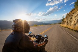 rider drives the Best Motorcycle Rides Around Castlegar